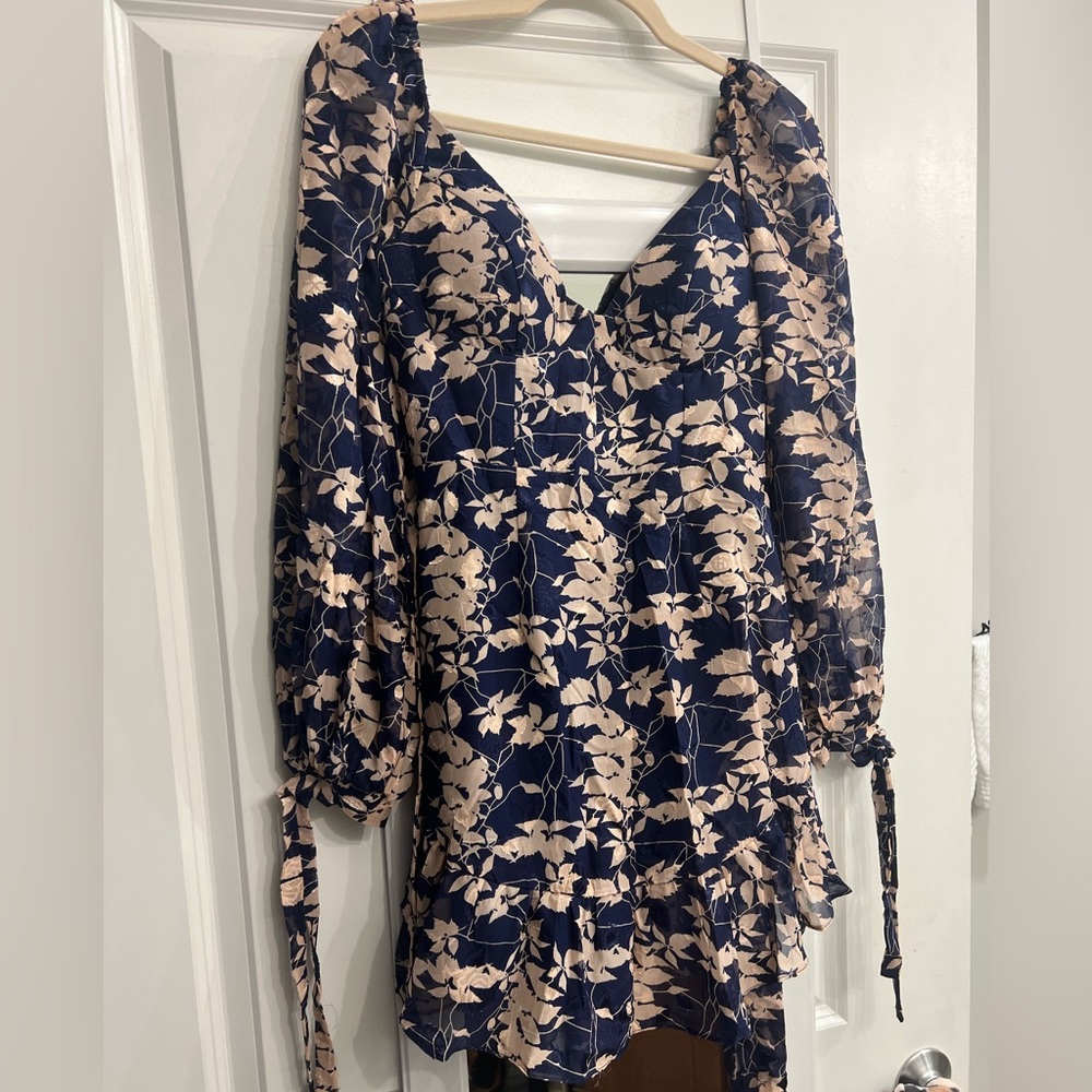 Petal & pup navy blue floral long sleeve dress